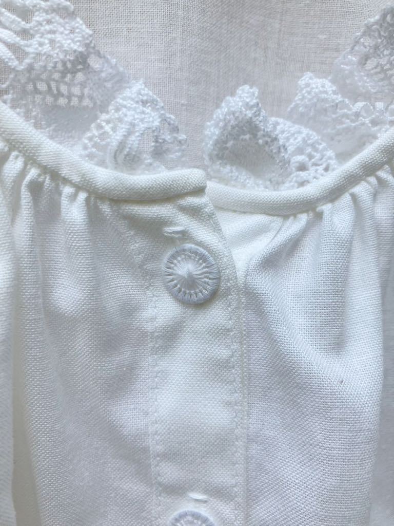 イギリスヨーロッパ古着チロリアンシャツ コットン レース ブラウス Tyrolean blouse lace frill blouse shirt 半袖パフスリーブLV786_画像5