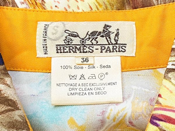 良品 ② エルメス H de LINARES リナレス 36サイズ 長袖シャツ 動物 鳥
