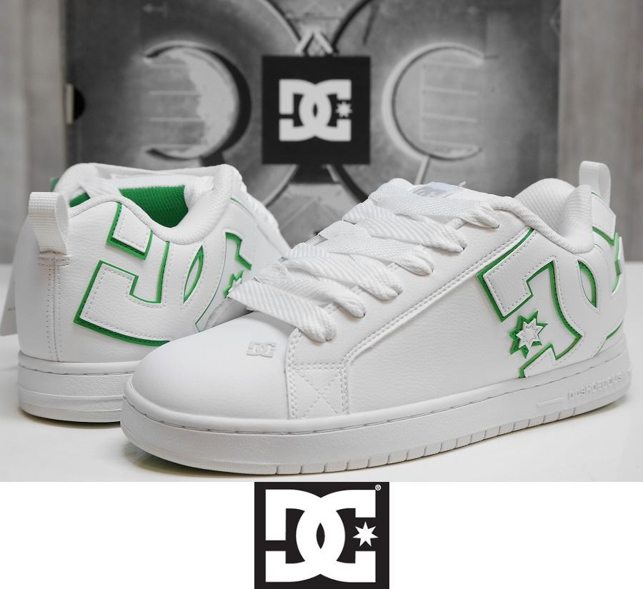【新品】正規品 DC SHOES COURT GRAFFIK - 27.0 WHITE/WHITE/GREEN(WG4) スニーカー