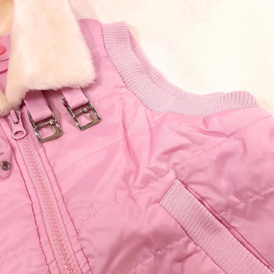 mb2 beautiful goods & free shipping * boa - collar attaching cotton inside the best *100. pretty pink color girl cotton inside down vest full Zip jacket 