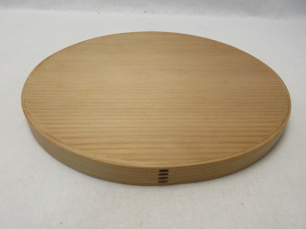 ほぼ未使用 茶道具 杉八寸 衫木地 丸盆 曲げわっぱ 2点セット 元箱 I04354 【 美品 茶道具 杉八寸 衫木地 丸盆 曲げわっぱ 2点