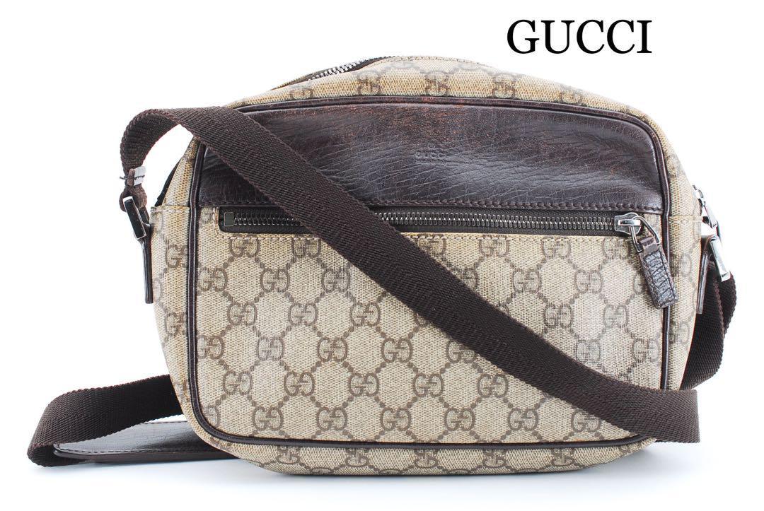 美品 GUCCI グッチ ショルダーバッグ GGスプリーム レザー シェリー