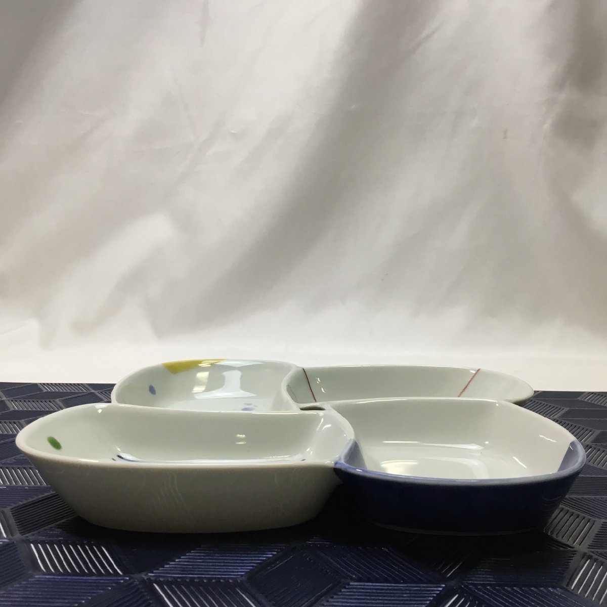 【中古/長期保管品/CSH】仕切り皿 プレート 盛皿 約20cm 陶器 和食器　MZ0505_画像3