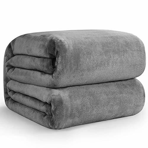 Hansleep blanket single winter blanket 140x200cm gray microfibre softly feel of warm flannel ...