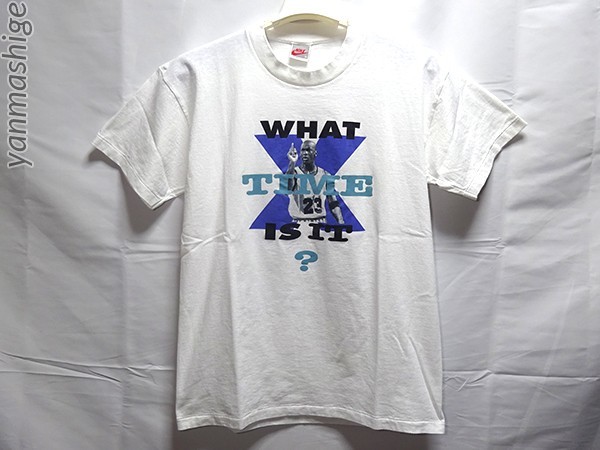 90sビンテージTシャツ シカゴブルズ掛け声[WHAT TIME IS IT・M]クリーニング済 ナイキ NIKE マイケルジョーダン エアジョーダン AIR JORDAN