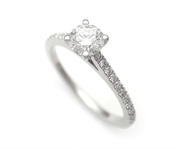 [ green shop pawnshop ] De Beers DB Classic pave sleigh tia diamond ring 0.4ct rom and rear (before and after) rank Pt950[ used ]