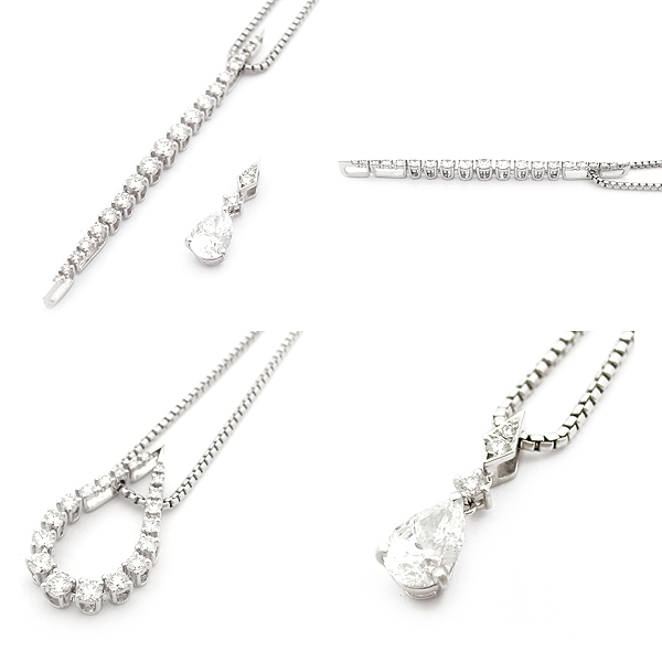 [ green shop pawnshop ] Mikimoto diamond pendant necklace 4WAY necklace K18WG[ used ]