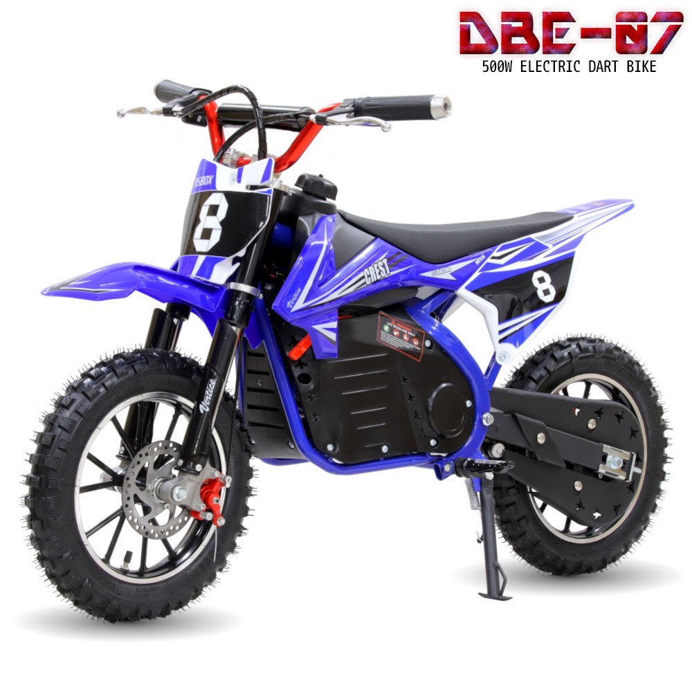 500W搭載電動ポケバイ 速度コントローラー付き モトクロスモデル ダートバイクタイプポケットバイク ブルー CR-DBE07 低車高モデル 