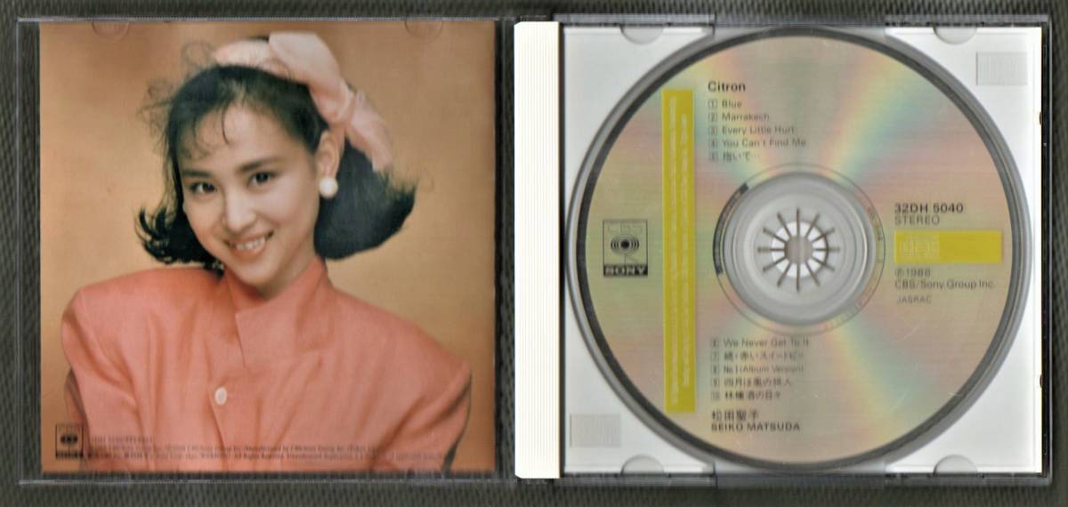 Ω 松田聖子 10曲入 1988年 32DH-5040 CD アルバム/シトロン Citron/Marrakech 抱いて… 続・赤いスイートピー/デイヴィッド・フォスター_画像3