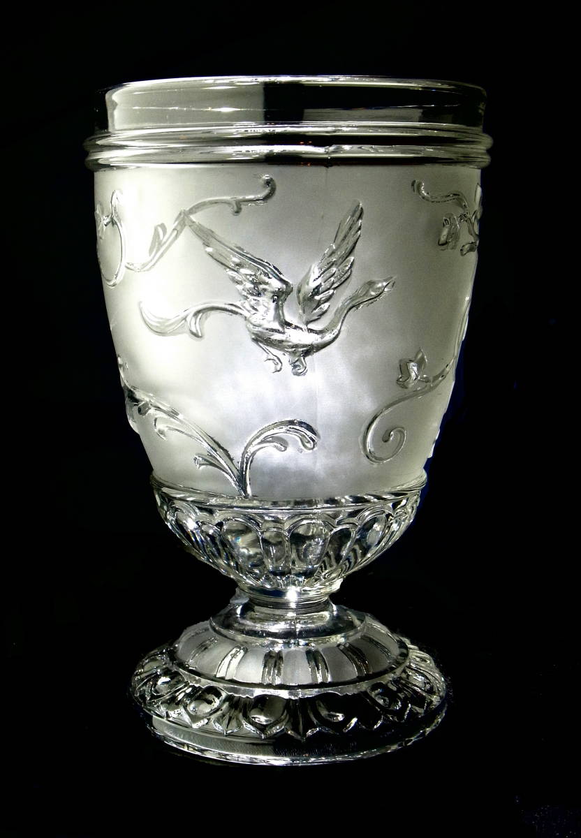 稀少 OLD BACCARAT オールドバカラ 鳳凰 ルネサンス Renaissance depoli 大型 脚付き重厚グラス 上質クリスタル アンティークの画像1