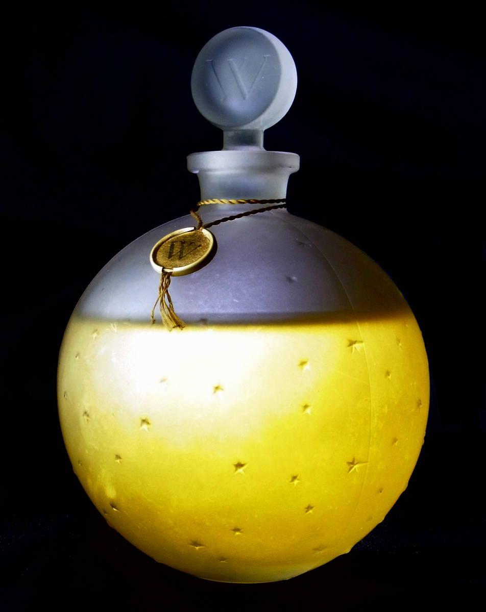 圧巻大型 WORTH社 ルネ・ラリック デザイン 星が散りばめられた球形香水瓶 Je Reviens フランスヴィンテージ 貴重サイズ