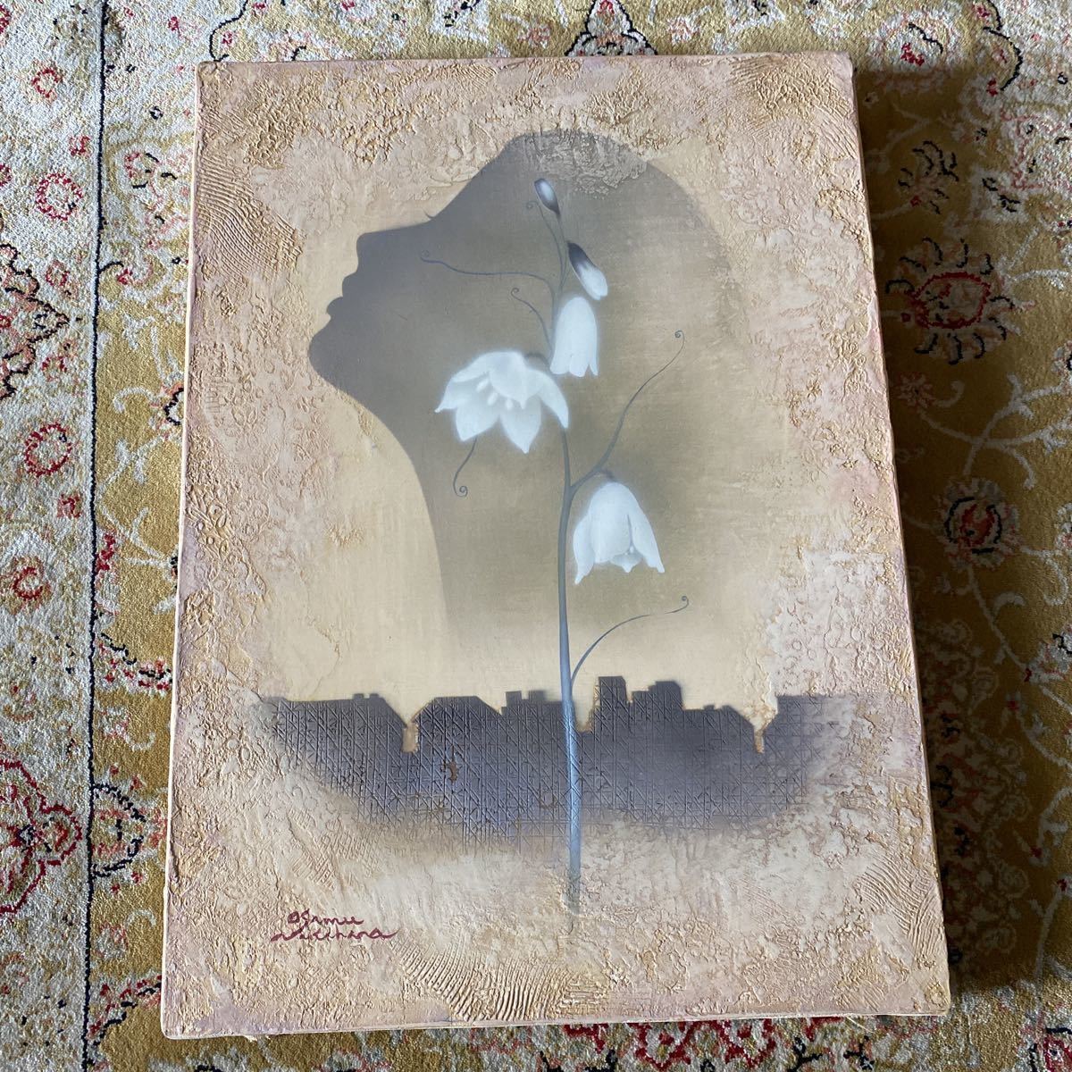 真作 】中原脩 油彩画 花と少女 F4 現代の裸婦展入選。内田 真作 】中原脩 油彩画 花と少女 F4 現代の裸婦展入選。内田