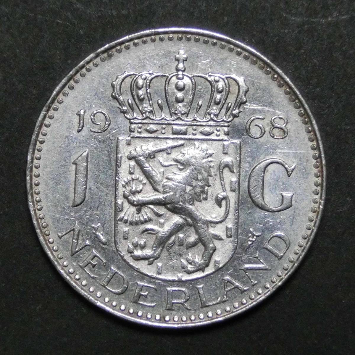 オランダ　コイン　1ギルダー　硬貨　1968年　ゴルフ　ボールマーカー　グリーンマーカー　C0305_画像2