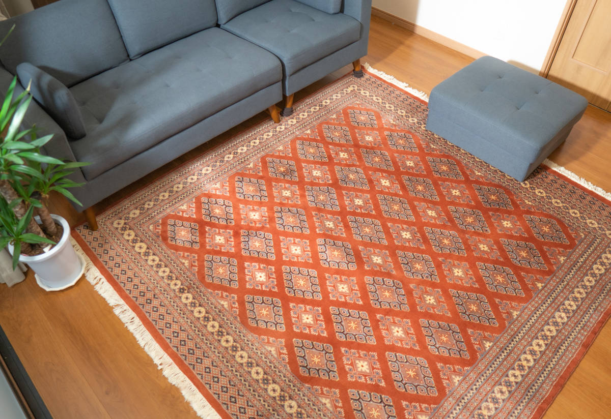 Sale パキスタン 手織り絨毯 リビングラグ サイズ 202cmx 178cm