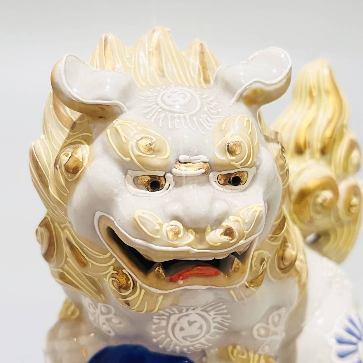九谷焼 金彩色絵 玉乗り獅子 金獅子 置物 陶芸 工芸 縁起物 | www.csi
