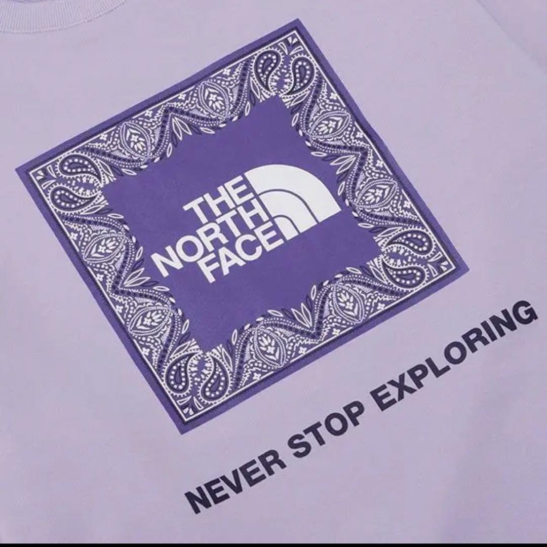 韓国 THE NORTH FACE 新品 バンダナ柄 スウェット 紫 ペイズリー レア