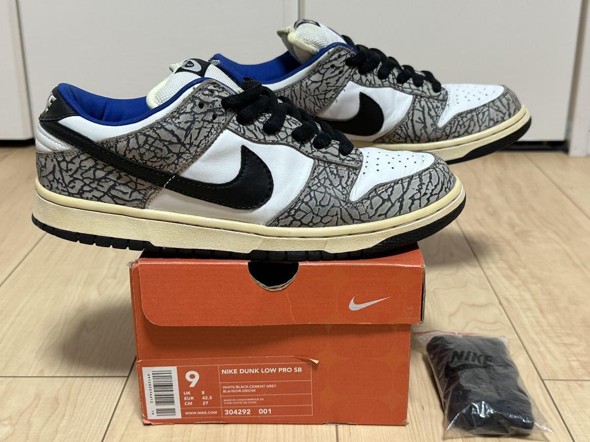 27cm 中古 Supreme × NIKE DUNK LOW PRO SB Cement 2002 シュプリーム