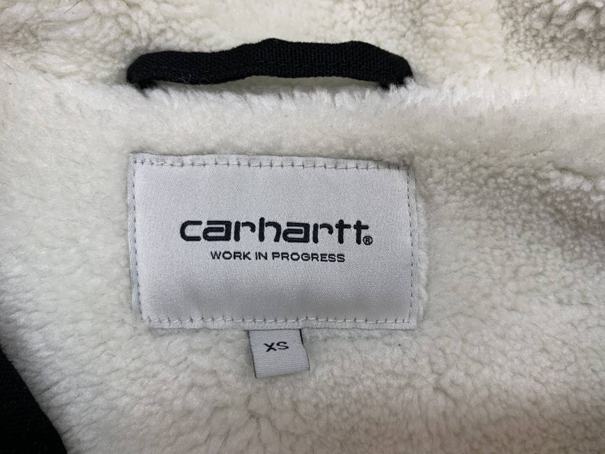 132-KM2183-120s Carhartt カーハート WIP W HOODED SCRIPT COACH JACKET 裏ボア ロングコート コーチジャケット ブラック サイズXS