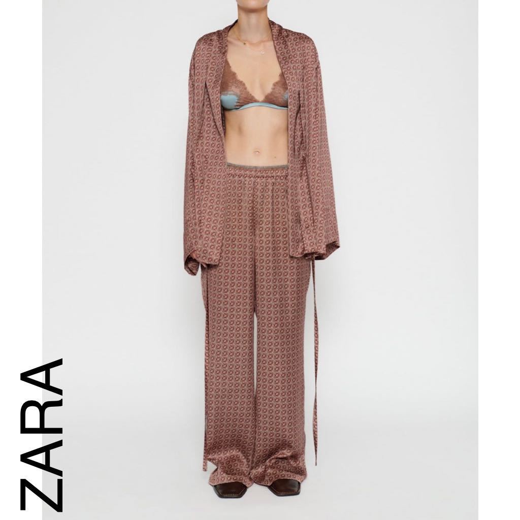 ザラ ZARA パジャマパンツ サテンパンツ ボトムス レディースSサイズ 未使用 美品 ロングパンツ エスニック イージーパンツ 