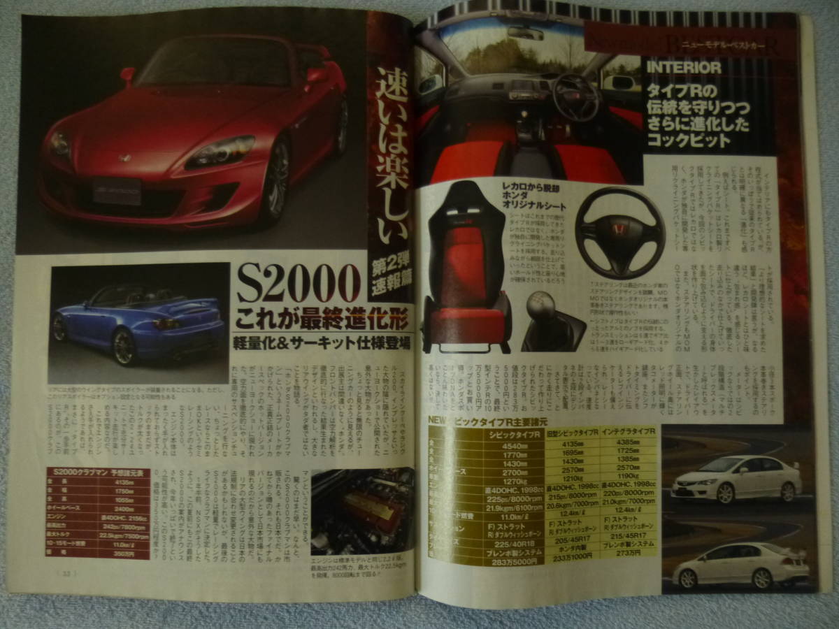 　シビックタイプR 特集日本クルマ大賞　車雑誌　ベストカー　2007年5月　希少　古本_画像3
