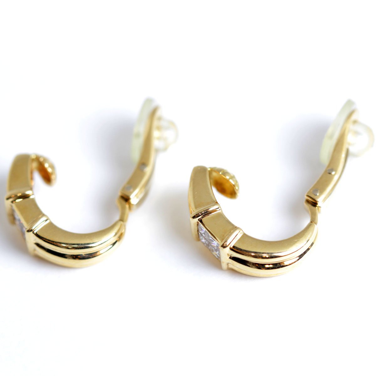 美品『USED』K18 イヤリング 8.4g ダイヤモンド ゴールド D0.295ct *2