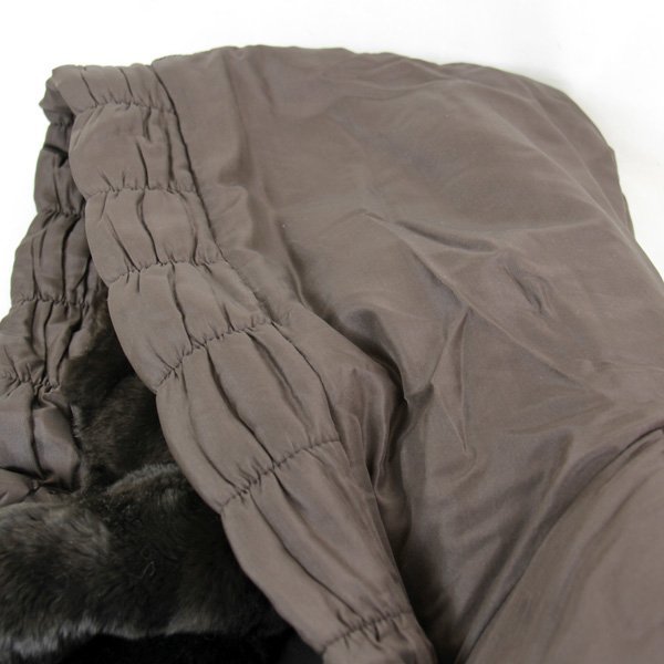 beautiful goods / one part with defect [USED] silk fur with cotton long coat free size lady's Brown with a hood .