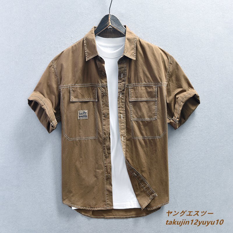 夏新品*メンズシャツ 極美品 ワークシャツ 半袖シャツ ミリタリー