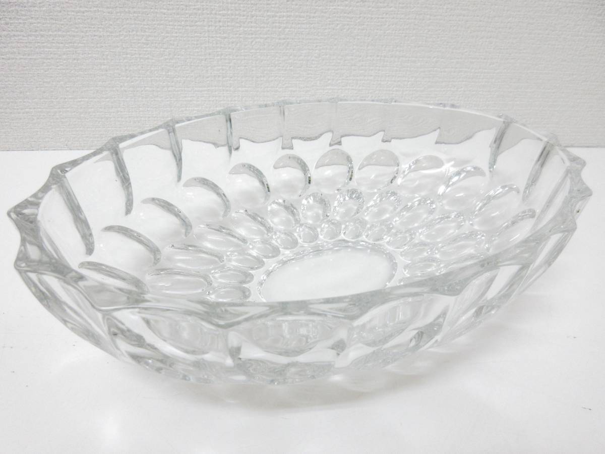 美品■HOYA クリスタルガラス 盛皿 大器 長鉢 管理1805 L-1_画像1