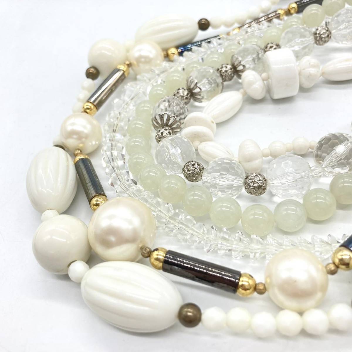 ■ネックレス10点おまとめ■m重量約464.5gクォーツ quartz ビーズ beads スモーキークオーツ ネックレス necklace シルバーsilver CE0 _画像3