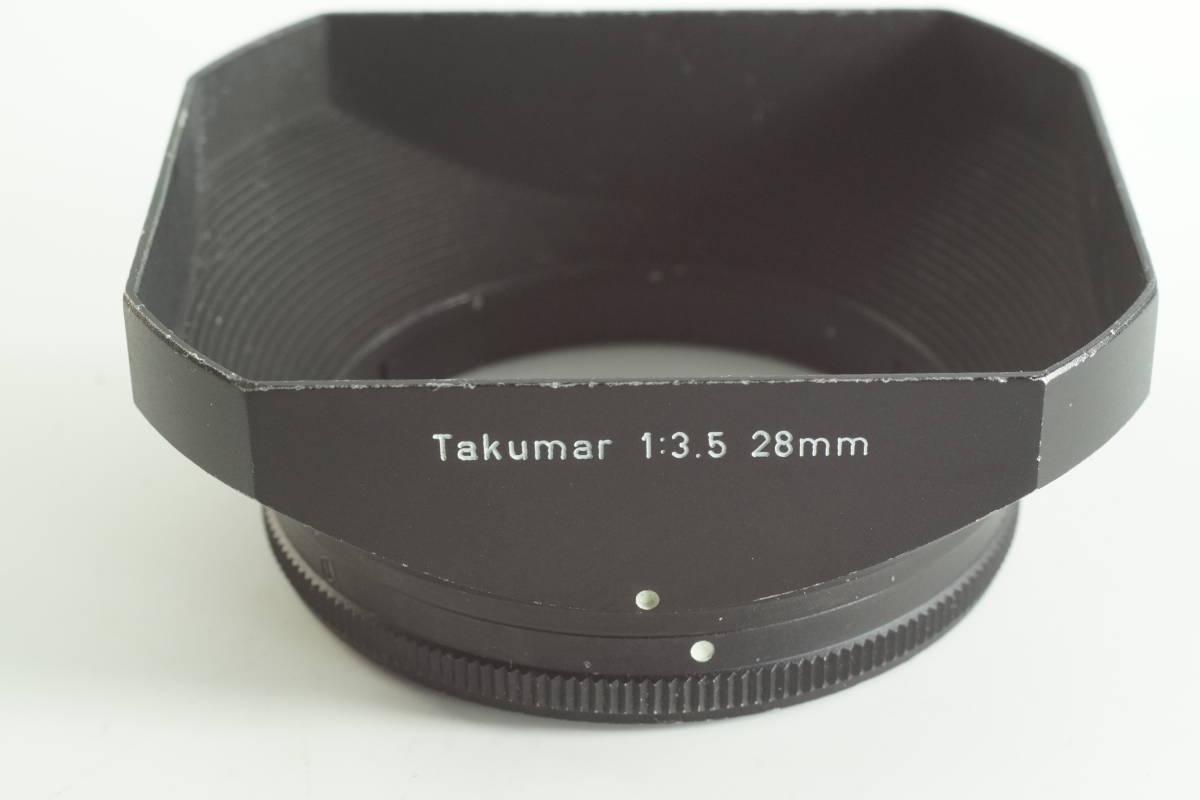 229『送料無料 並品』Super Takumar 28mm F3.5 SMC Takumar 28mm F3.5 ペンタックス 金属製角型レンズフード_画像1