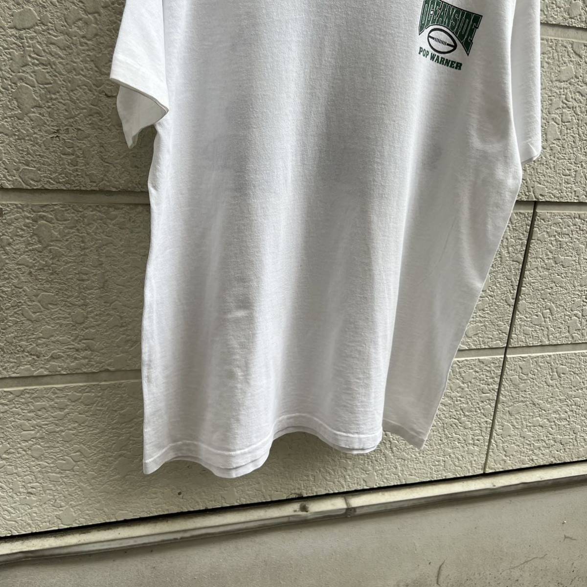 90s USA製 白 NO FEAR プリントTシャツ バックプリント メッセージプリント アメフト アメリカ製 古着 vintage ヴィンテージ Lサイズ_画像6