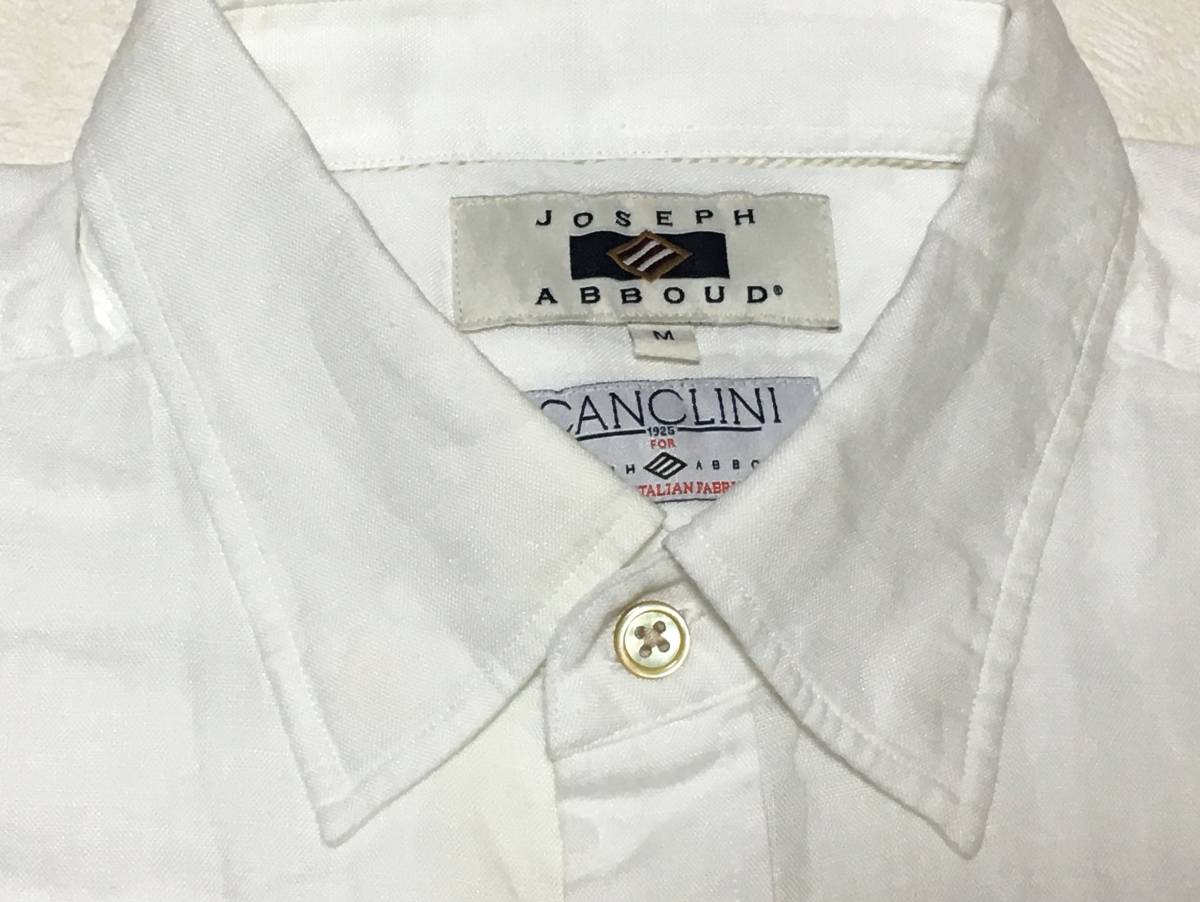 JOSEPH ABBOUD　半袖 麻ボタンダウン　CANCLINI　M　ホワイト　オンワード　定価18.700円_画像2