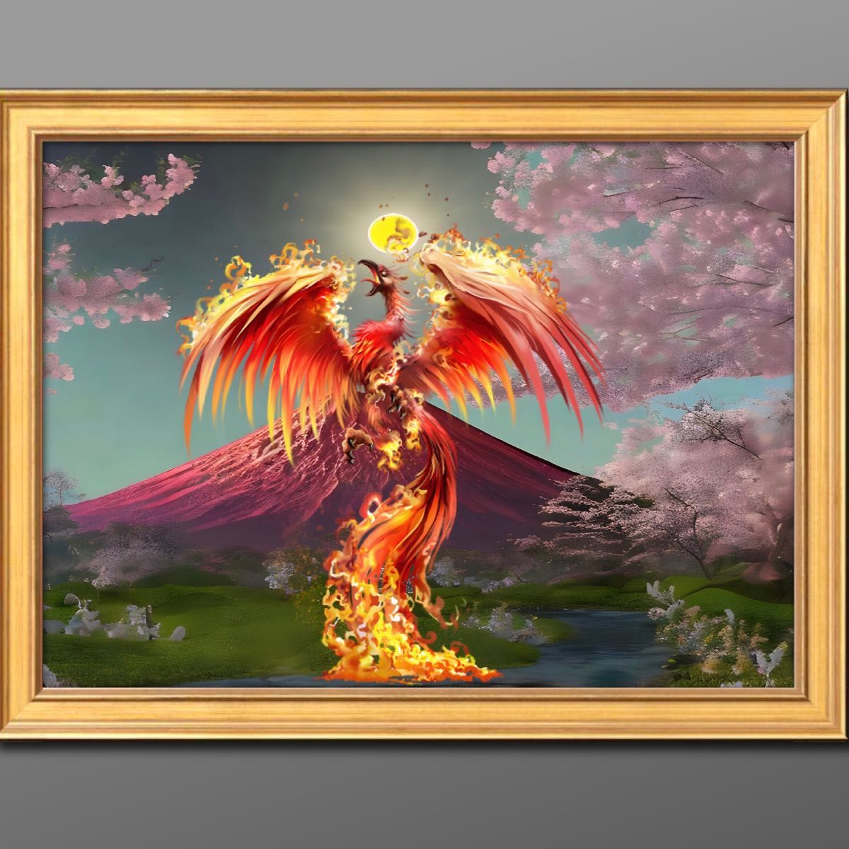 額縁付き開運不死鳥 「グラフィックアートピクチャー」絵画風 額縁付き開運不死鳥 「グラフィックアートピクチャー」絵画風