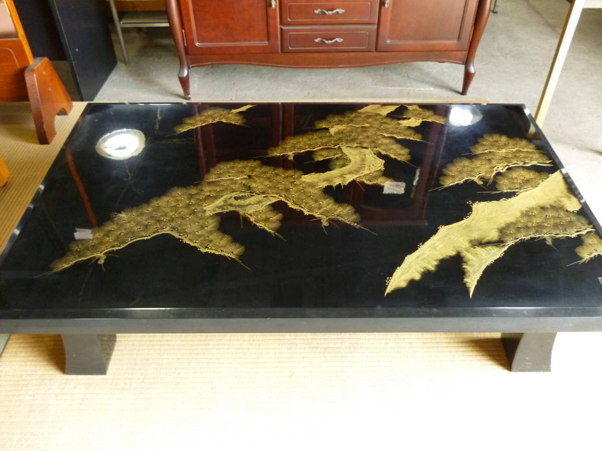 ☆ 輪島塗 黒漆塗座卓 白峯 沈金 ☆ 幅151cm | paradaabogados.com