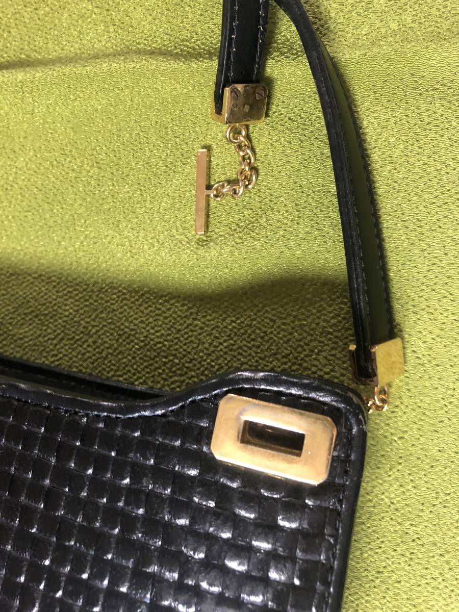  Ginza Kanematsu kanematsu handbag shoulder bag second bag 3way specification black leather mesh 