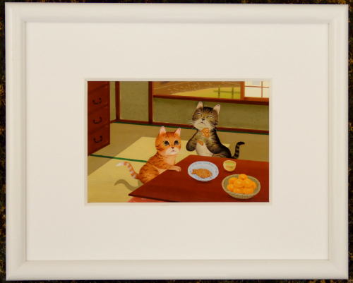 可愛い猫の画家　滝かつとし　猫の額付ミニアート「愛し…タイ」キジトラ猫　トラ猫　生産終了品、在庫限りです。_画像3