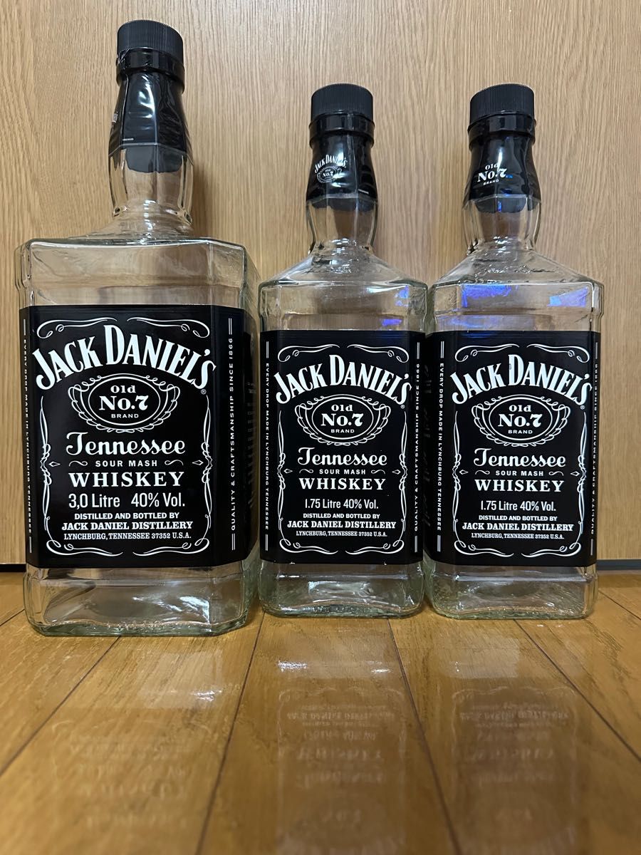 【空瓶】ジャックダニエルJACK DANIEL'S 3L 1.75L 3本セット