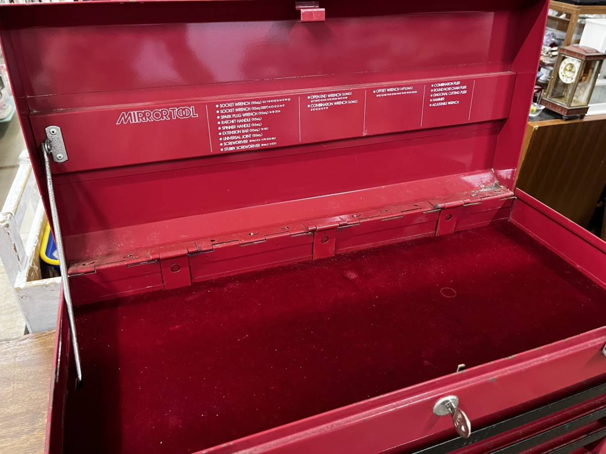 h1862 □中古□ KTC ケーティーシー ツールチェスト 工具箱 収納箱 キャビネット 引き出し5段 鍵付き レッド 赤 ヴィンテージ 38×57×25cmの画像3