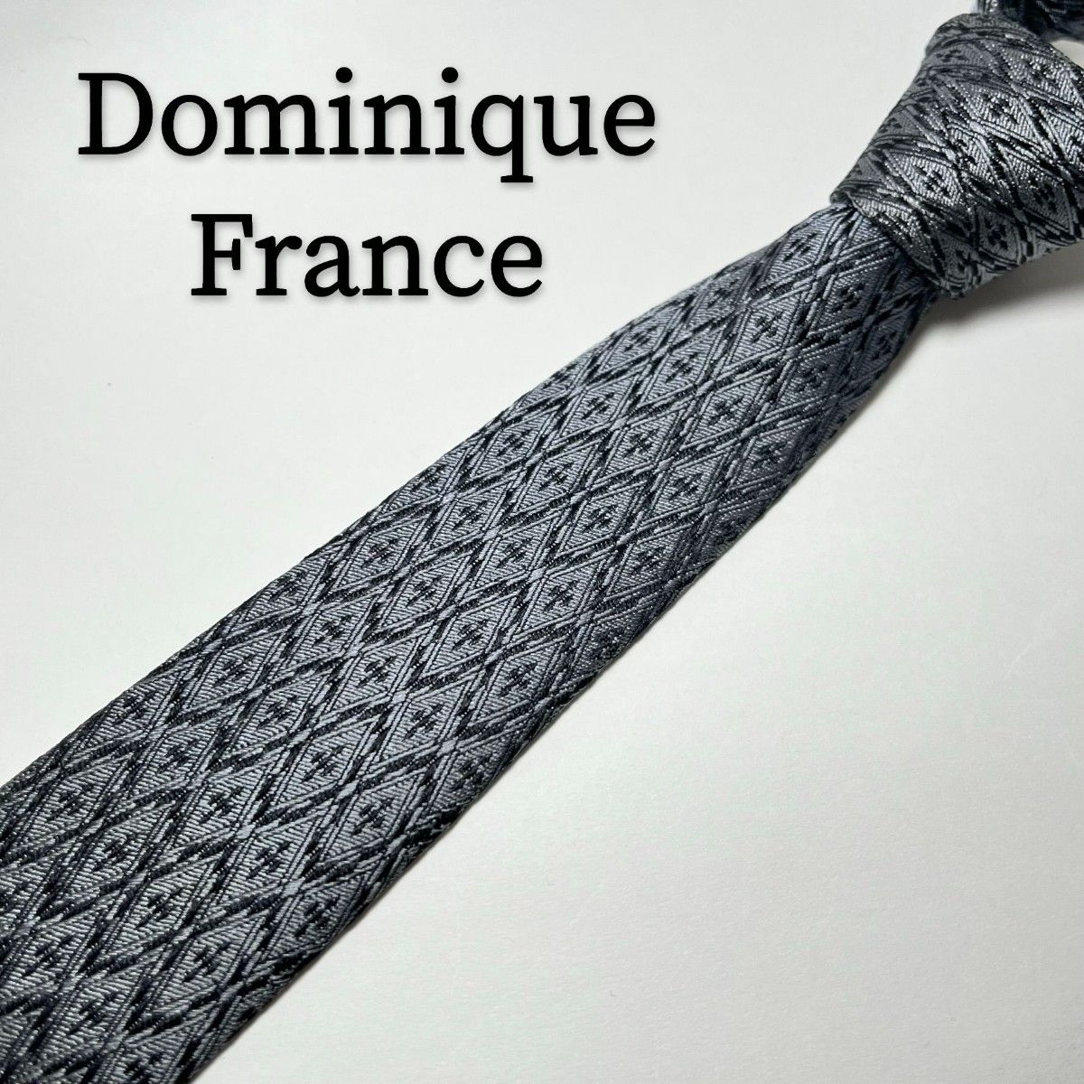 ドミニクフランス Dominique France ネクタイ シルク グレー 幾何学 知的 ハイブランド レギュラー 灰色 絹