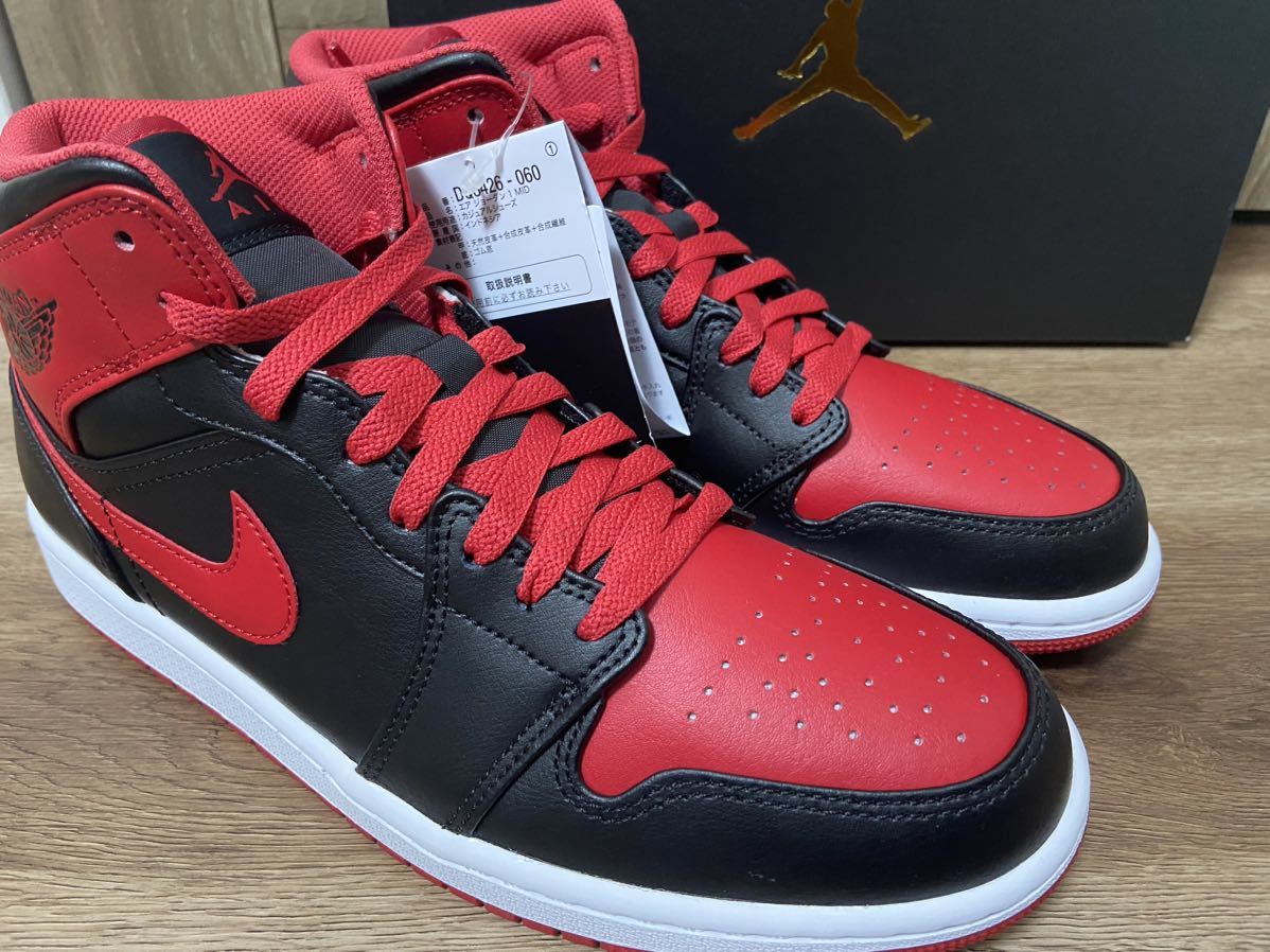 即決28cm NIKE AIR JORDAN1 Mid Bred Toeナイキ エアジョーダン1