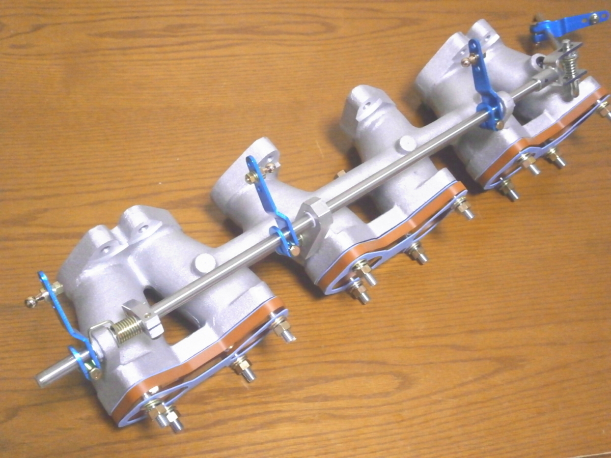 L型エンジン/40-45パイ用インテークマニホールド新品ロッド式
