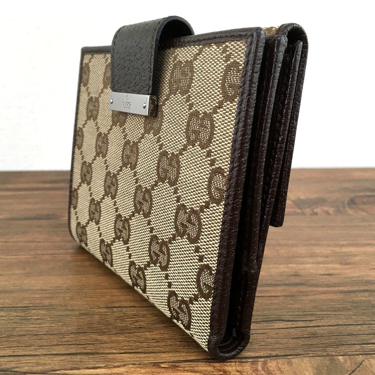 ☆送料無料☆ 極美品 GUCCI Wホック財布 115094 GGキャンバス 箱付き