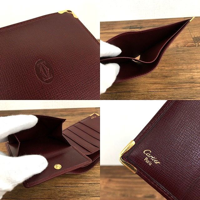 ☆送料無料☆ 極美品 Cartier 二つ折り財布 L3000165 ボルドー 箱付き