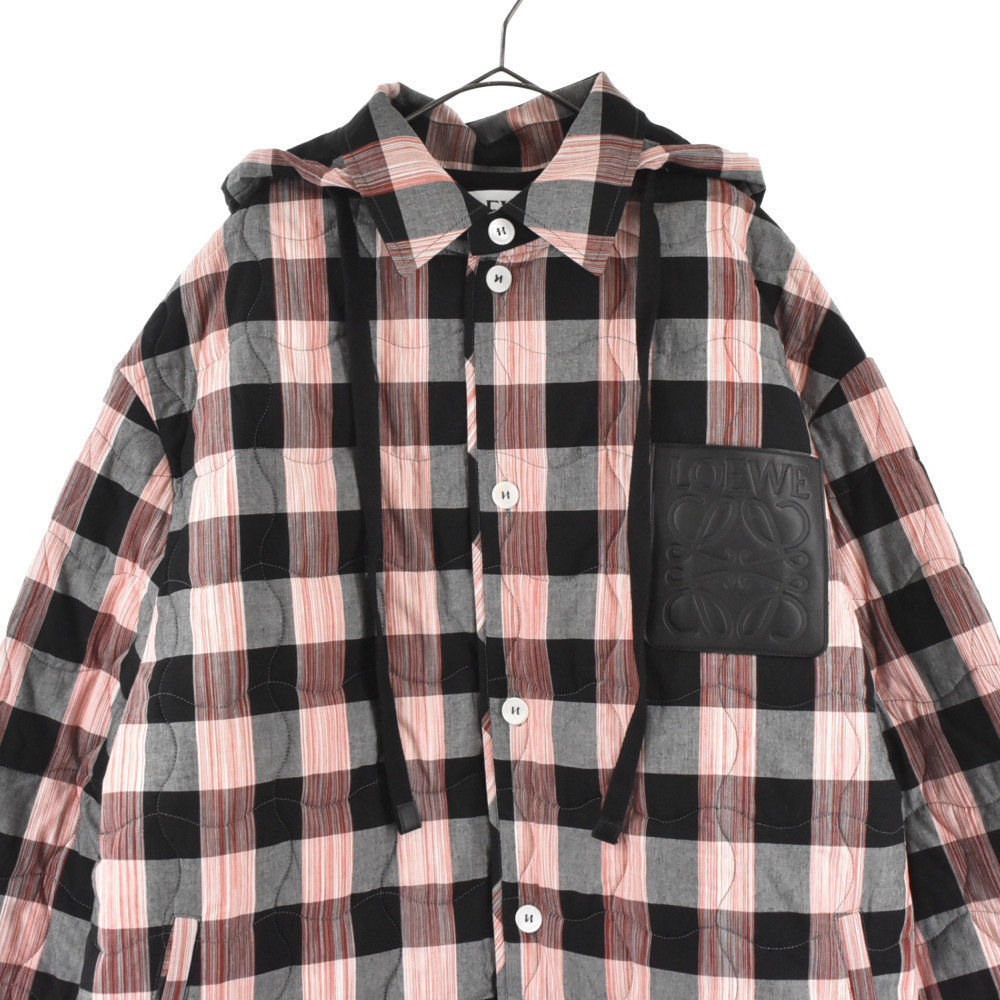 ロエベ 22AW キルトチェックフーディー シャツジャケット H526Y05W60 ピンク/ブラック_画像3