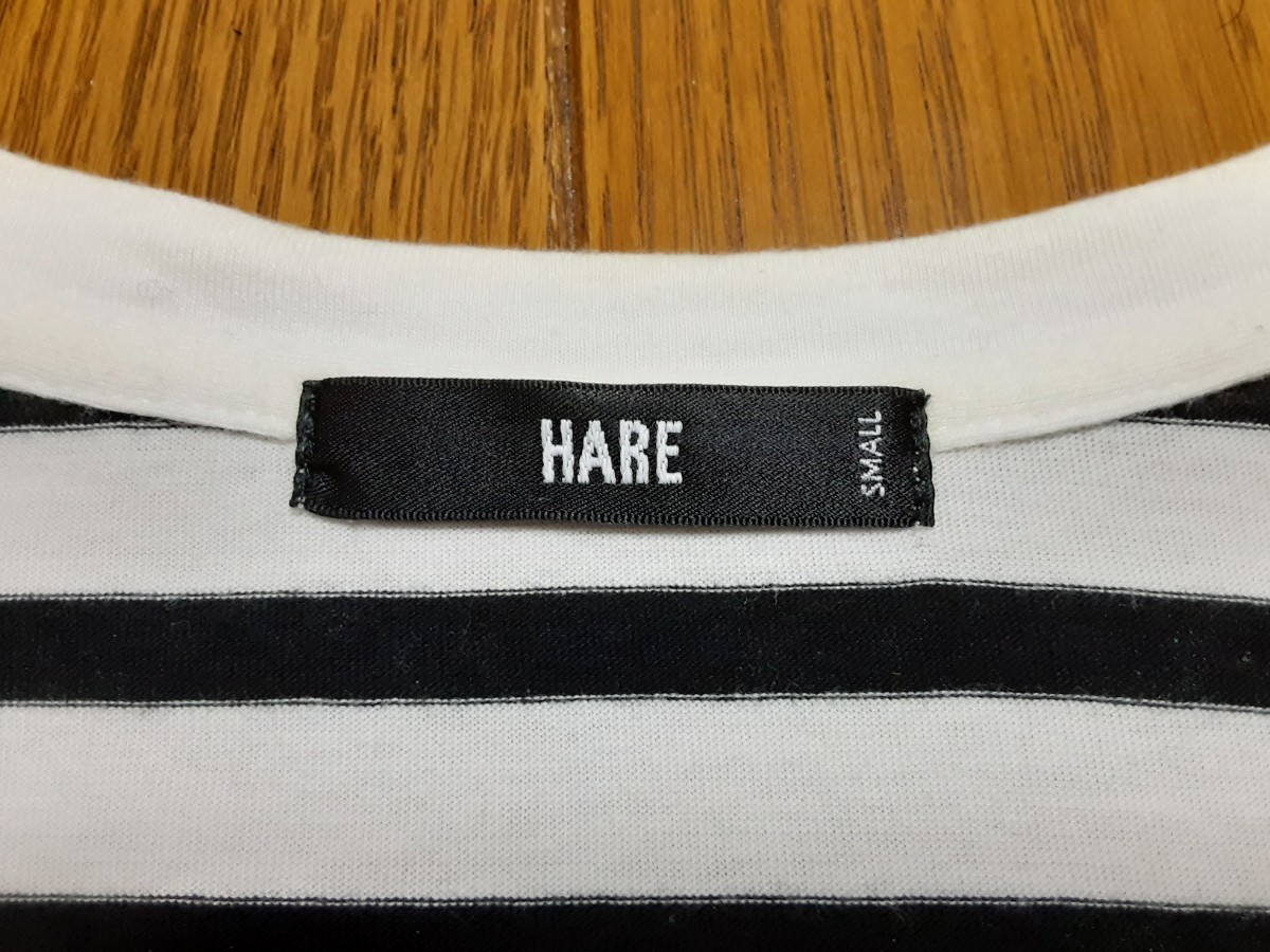 ハレ HARE ボーダー 左胸ポケット付き Ｖネック 半袖Ｔシャツ Ｓサイズ 美品_画像4