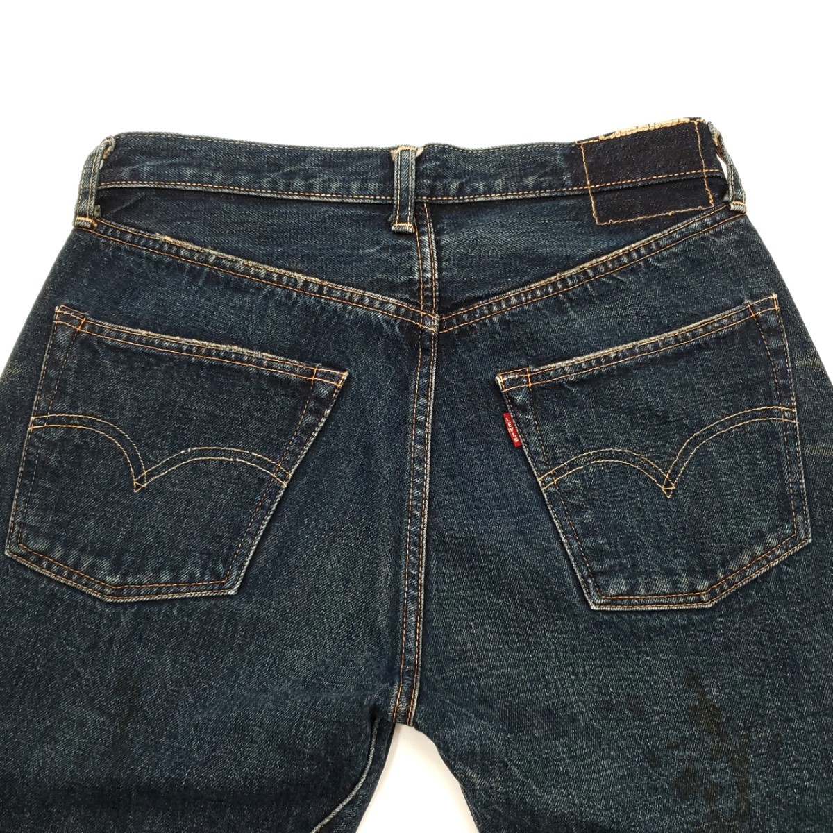 濃紺サンプル級◆Levi's 55501◆W31日本製ビンテージ復刻ジーンズBIGEリーバイス赤耳ビッグEメンズデニム501XXレプリカLVCユーズド加工 625_画像6