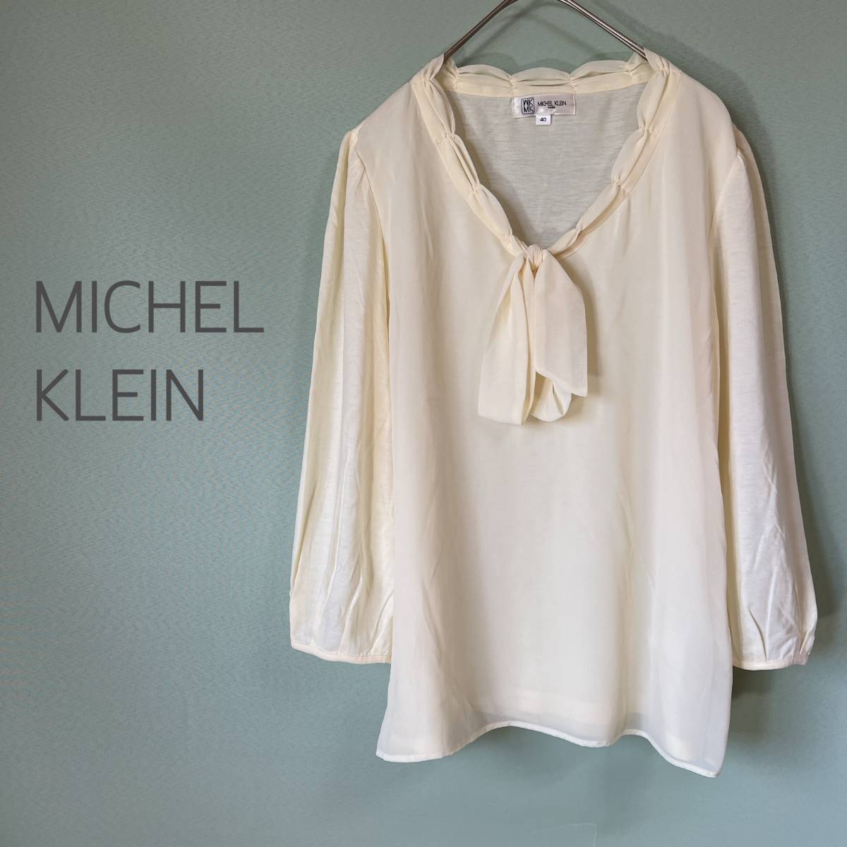 *MICHEL KLEIN Michel Klein cut and sewn 7 minute sleeve cut and sewn ribbon cut and sewn cream color lady's size 40 ceremony 