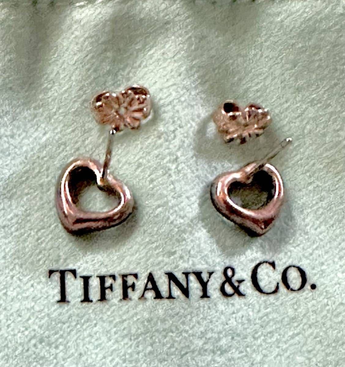 【美品・レア】TIFFANY&Co. ティファニー エルサ・ペレッティ オニキス オープンハート ピアス　スターリングシルバー925 箱　保存袋