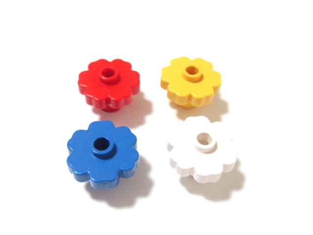 凸レゴ凸　%4728　2x2花　4色4個　◆植物_赤青白黄、各色1個ずつ