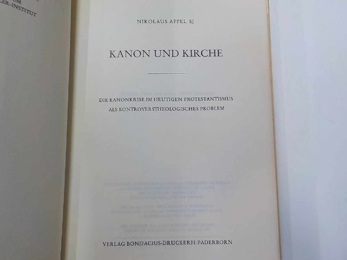 A1125◆KANON UND KIRCHE NIKOLAUS APPEL VERLAG BONIFACIUS-DRUCKEREI PADERBORN▼_画像3